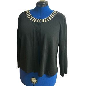 CABLE & GAUGE Women’s Black Beaded‎ Shrug Cardigan Sweater Size XL